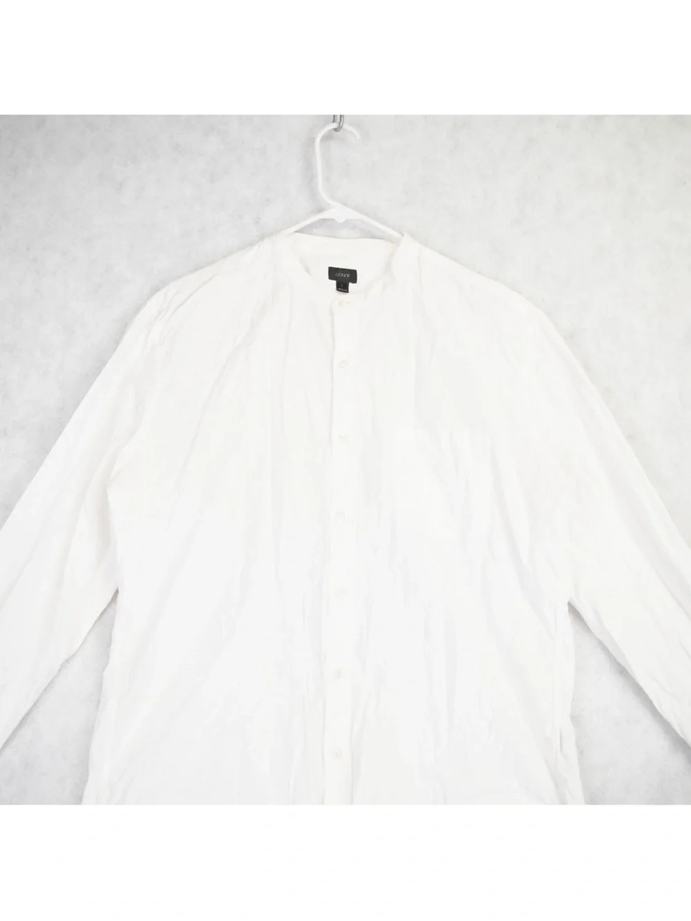 J.Crew White Long Sleeve Mandarin Collar Button-Up Shirt Mens Size Large Preppy